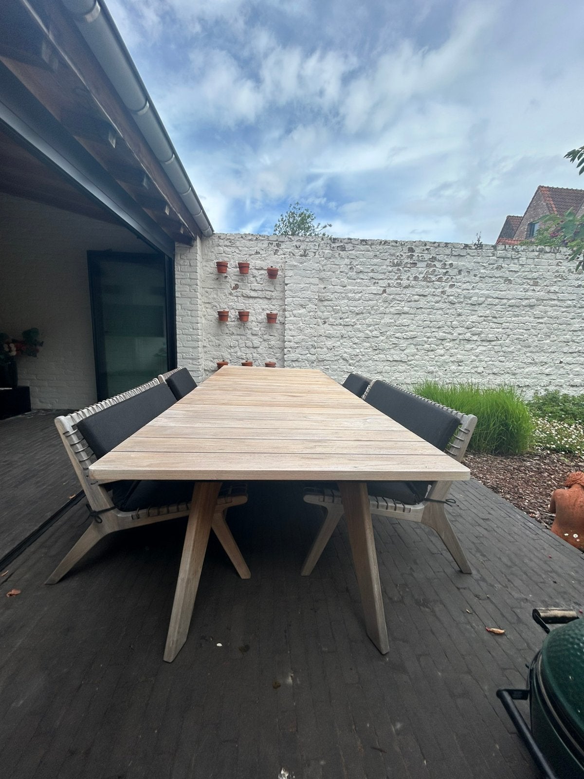 Meubili lounge low dining Catania tuintafel met zetels, Ophalen, Gebruikt, 6 zitplaatsen, Teakhout