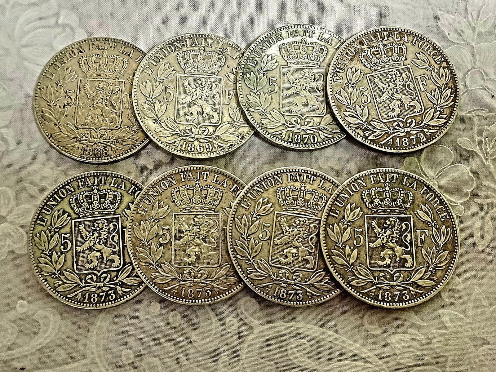 BELGIË 5 FRANK LEOPOLD II ZILVER, Postzegels en Munten, Setje, Zilver, Ophalen of Verzenden, Zilver