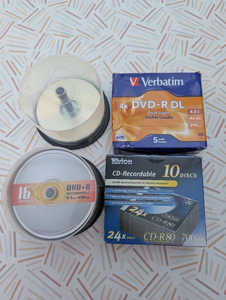 DVD+R , CD-R80 , DVD-R DL 74 stuks, Informatique & Logiciels, Disques enregistrables, Enlèvement, Neuf, Autres types, Spindle