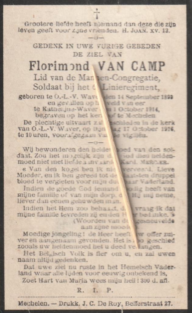 Oorlogsslachtoffer 1914-18 : Soldaat, Verzenden