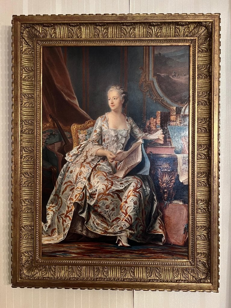 Grote ingelijste reproductie van 'Madame de Pompadour', Antiquités & Art, Portrait ou Personnes, Enlèvement, Impression, Toile