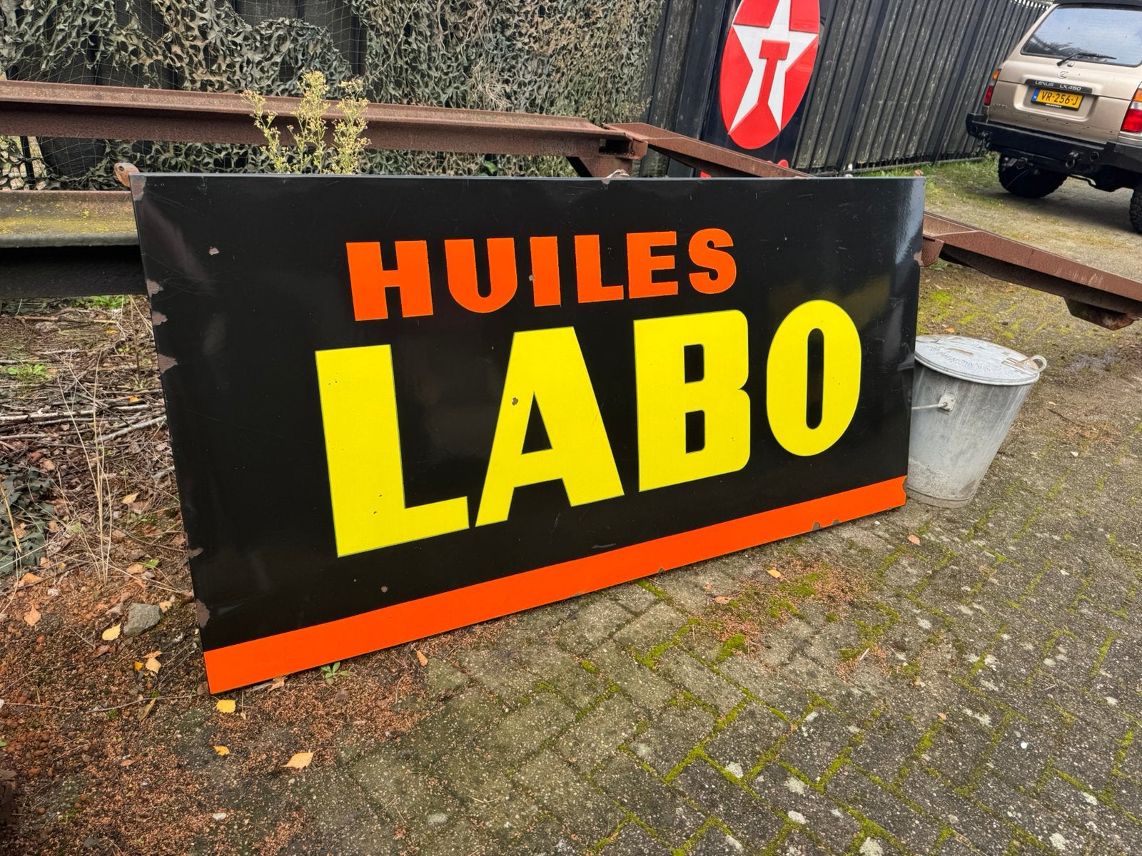 LABO olie groot oud emaille reclamebord, Ophalen, Reclamebord, Gebruikt, .