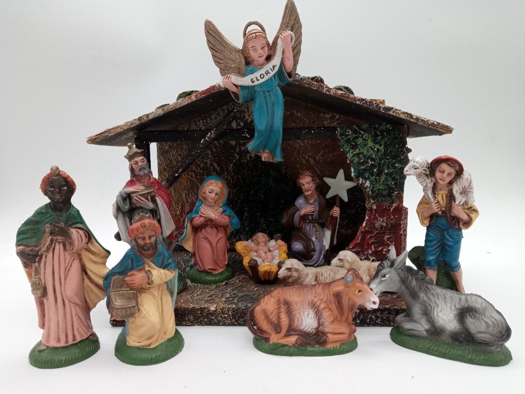 Groupe de Noël vintage - Italie - avec scène de la Nativité, Enlèvement ou Envoi, Utilisé