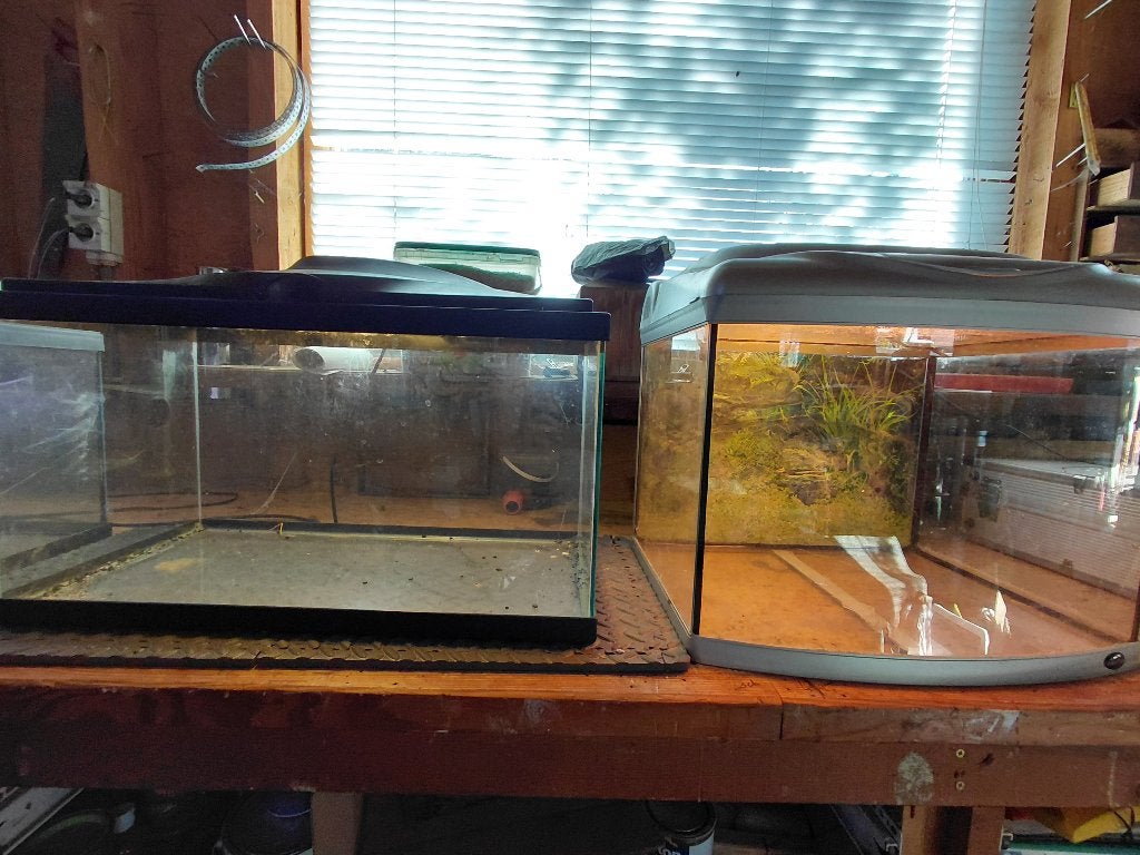 Aquarium zwart & zilver, Dieren en Toebehoren, Vissen | Aquaria en Toebehoren, Ophalen, Gebruikt, Superfish, Inclusief deksel