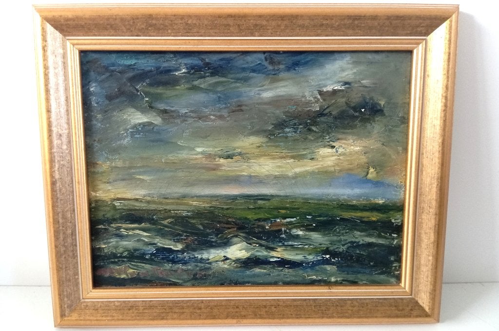 OUD SCHILDERIJ ZEEZICHT GESIGNEERD, Ophalen of Verzenden