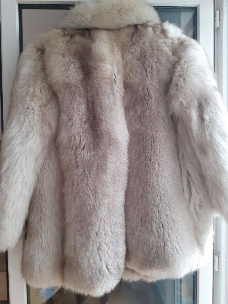Manteau fourrure renard argente, Taille 42/44 (L), Gris, Enlèvement ou Envoi, Sans marque