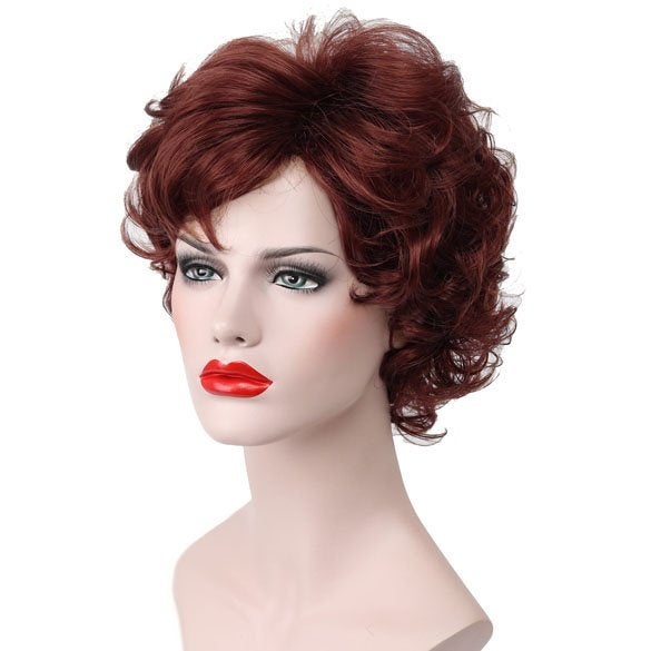 Moderne pruik kort krullend haar kleur 33A, Handtassen en Accessoires, Ophalen of Verzenden, Nieuw