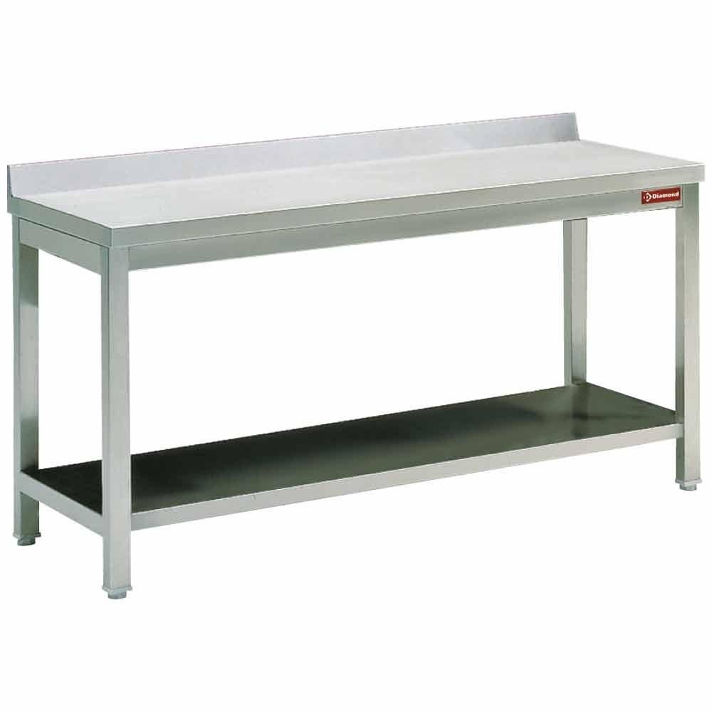 Werktafel met 1 onderplank + achterrand, 150 tot 200 cm, Nieuw, Ophalen of Verzenden, Rechthoekig