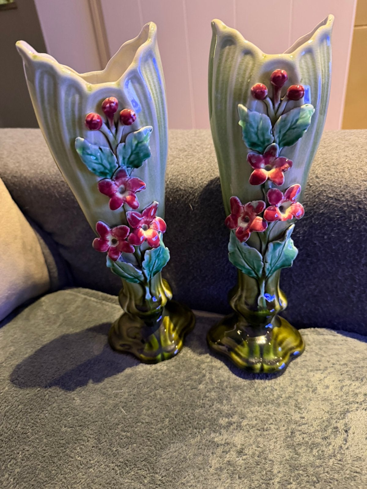 Vases art nouveau barbotine 1900, Antiek en Kunst, Ophalen of Verzenden