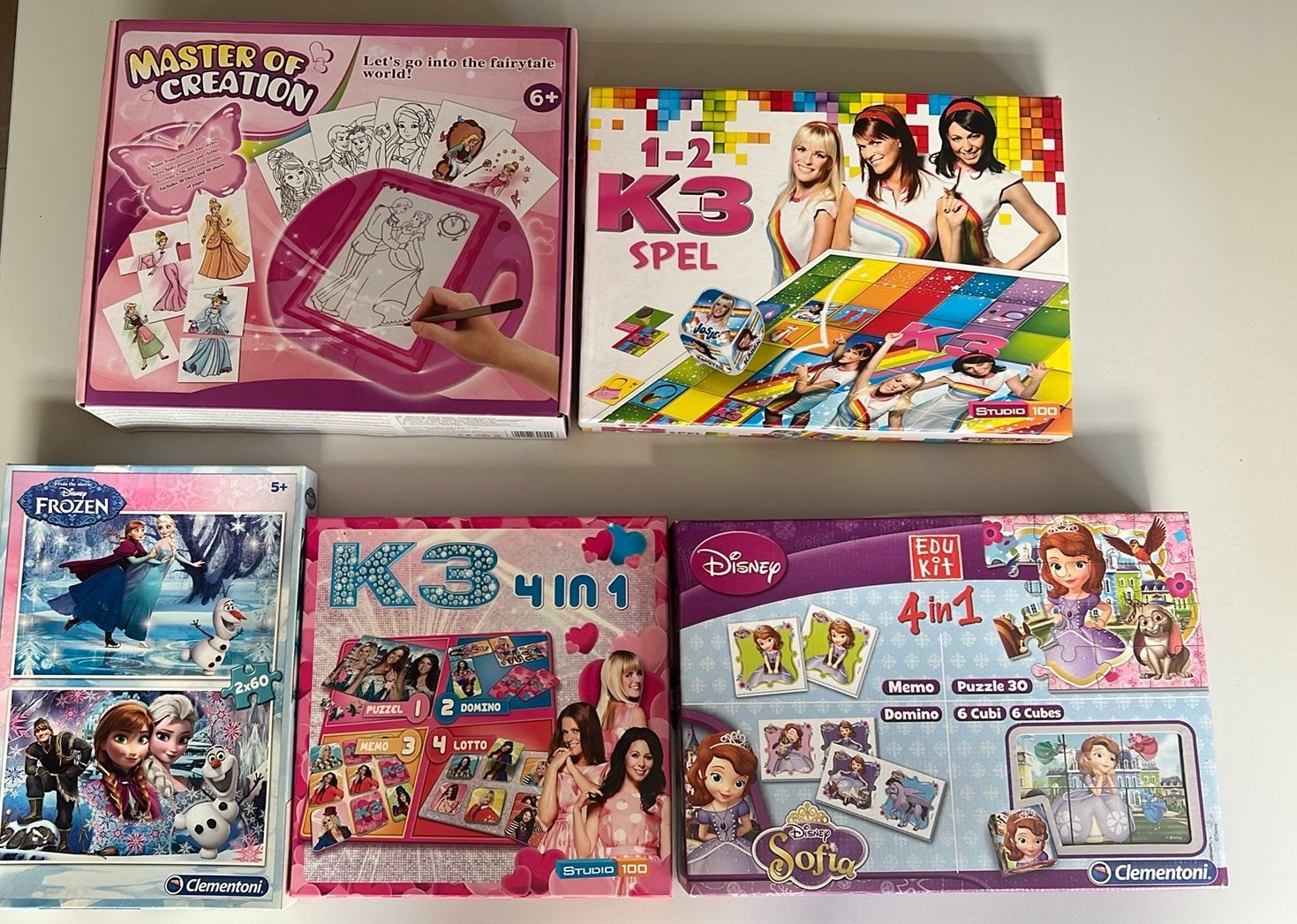 Pakket gezelschapsspellen K3, Studio100,…, Hobby en Vrije tijd, Gezelschapsspellen | Overige, Ophalen, Zo goed als nieuw