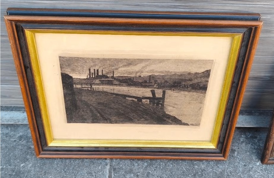 Gravure liege industrielle signe François marechal, Antiek en Kunst, Ophalen of Verzenden, Gravure