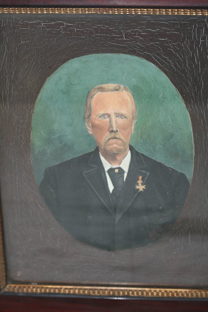 J Thomas Antieke portret Olie op Paneel 1908, Daté, Portrait ou Personnes, Enlèvement ou Envoi, Panneau