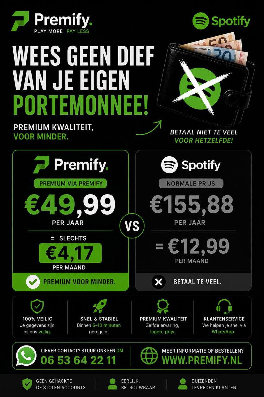 Spotify Premium  Jaar abonnement 49,99, Ophalen