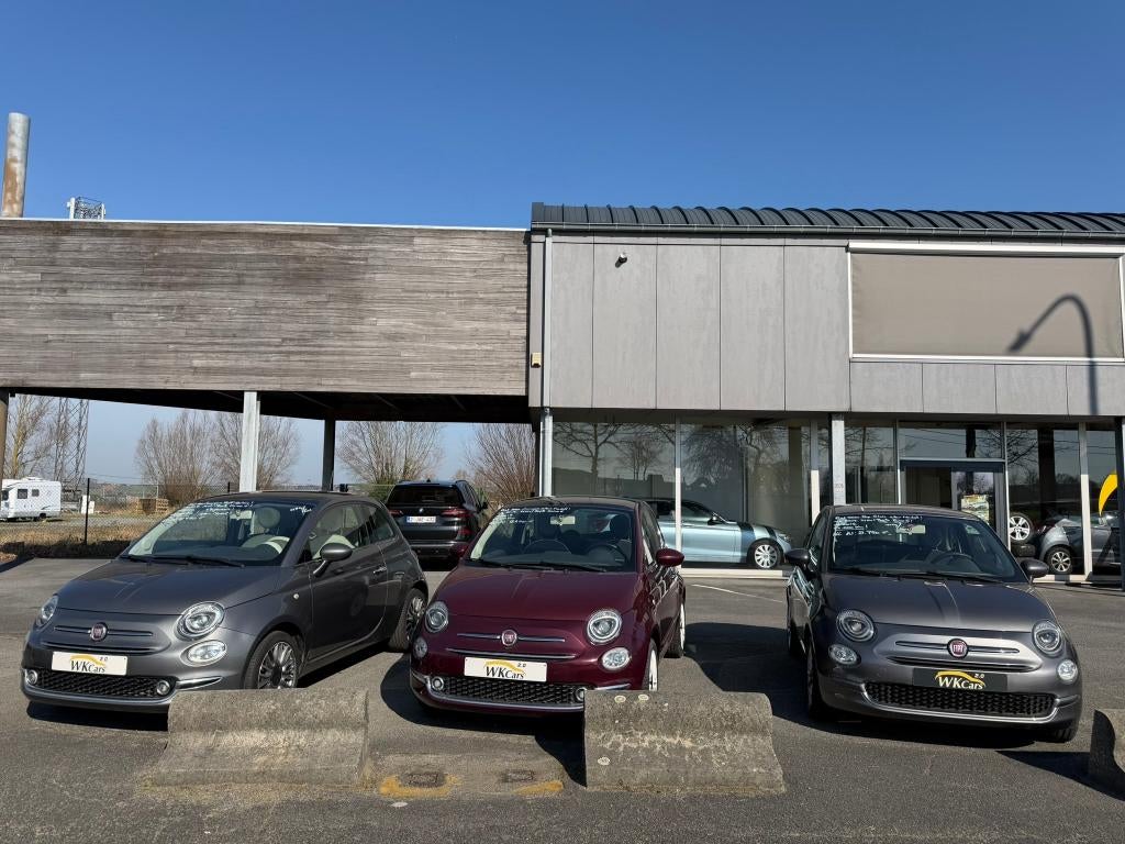 3 stuks op stock van de Fiat 500 face 2 met de 1.2 benzine, Voorwielaandrijving, 4 zetels, Stof, 4 cilinders