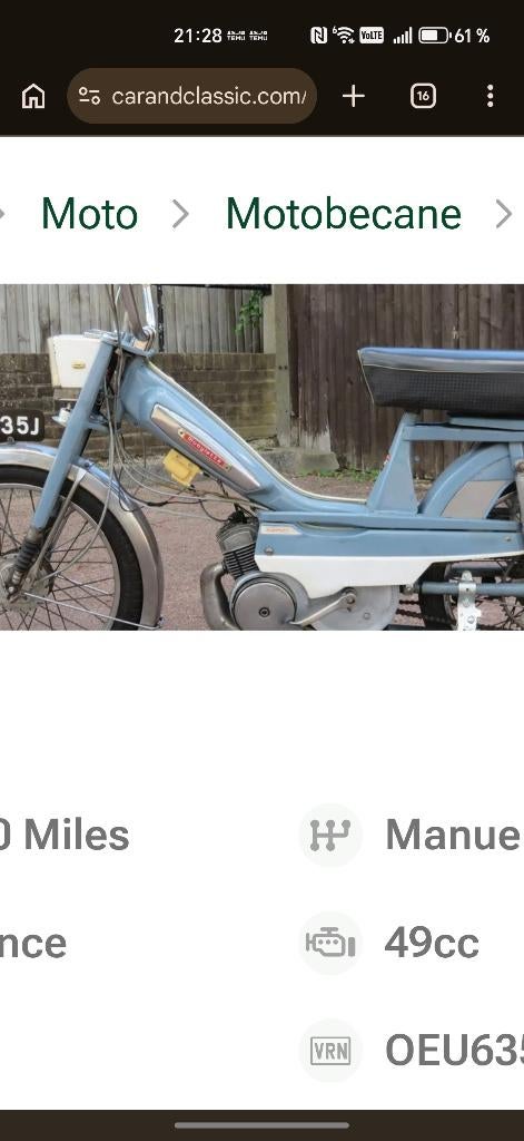 Mobilette, Fietsen en Brommers, Brommers | Oldtimers, Overige merken, Klasse A (25 km/u), Ophalen