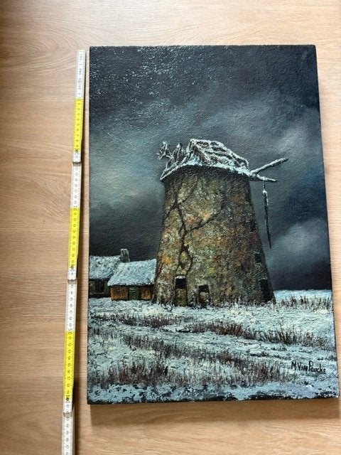 schilderij molen, Ophalen, Overige ondergronden, Landschap, Olieverf