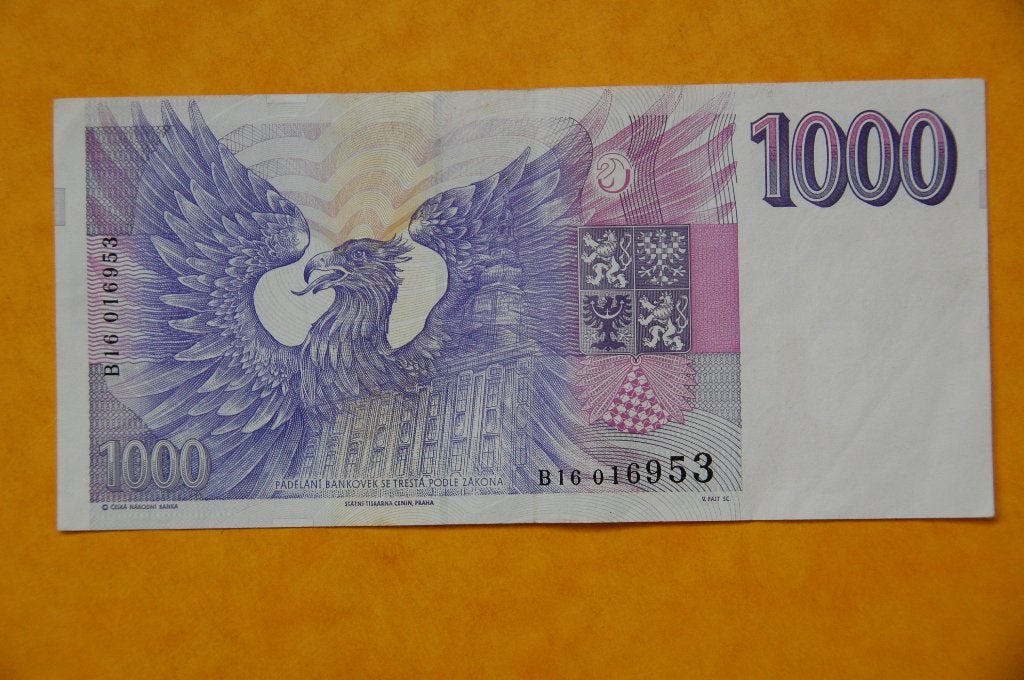 RÉPUBLIQUE TCHÈQUE : 1000 KORUN 1993 en très bon état, Envoi, Billets en vrac