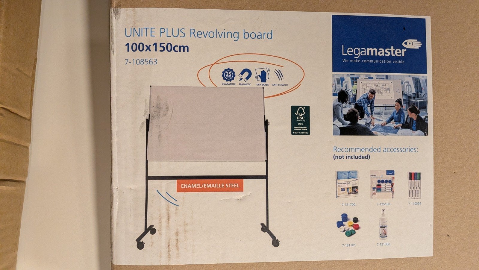 legamaster whiteboard magnetisch op statief, Ophalen