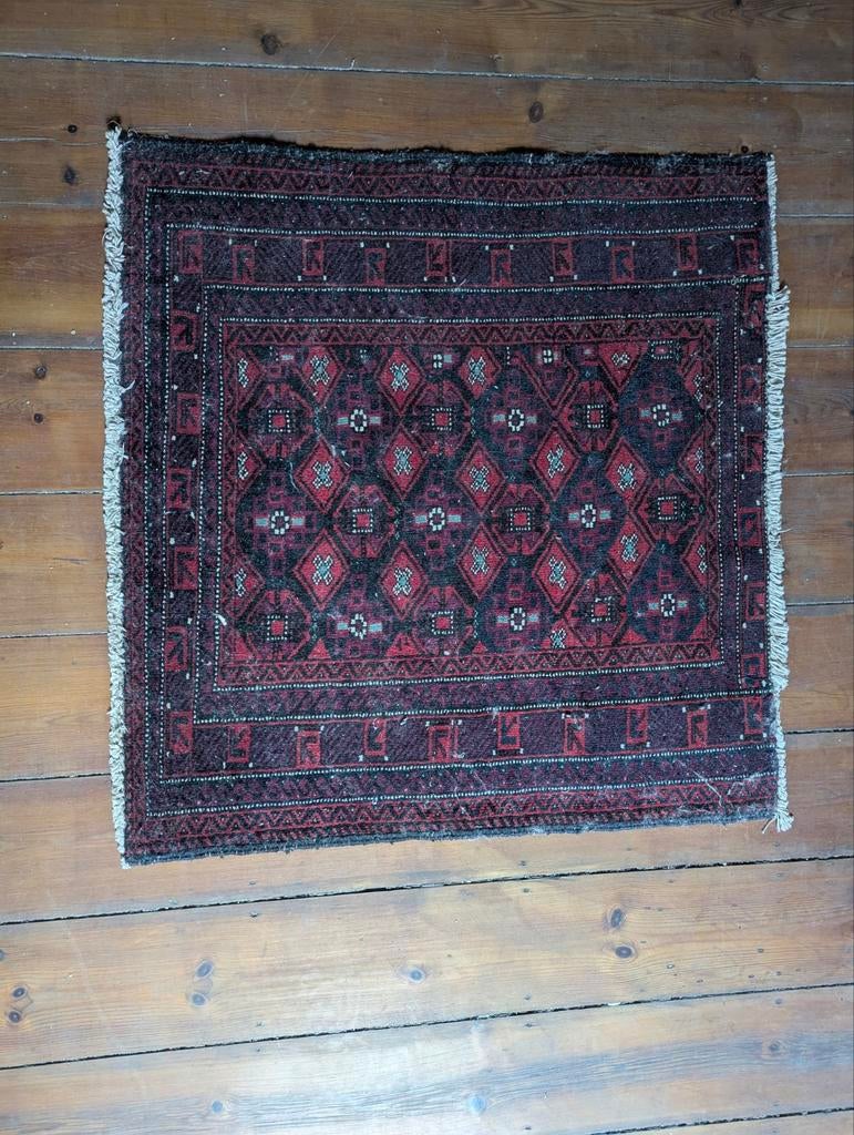 Petit tapis Baloutche ancien en laine - Fait main (85x81 cm), Enlèvement
