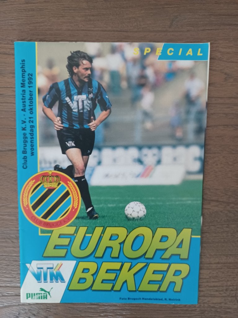 EUROPEES PROGRAMMABOEKJE CLUB BRUGGE – AUSTRIA MEMPHIS WIEN, Ophalen of Verzenden, Zo goed als nieuw, Boek of Tijdschrift