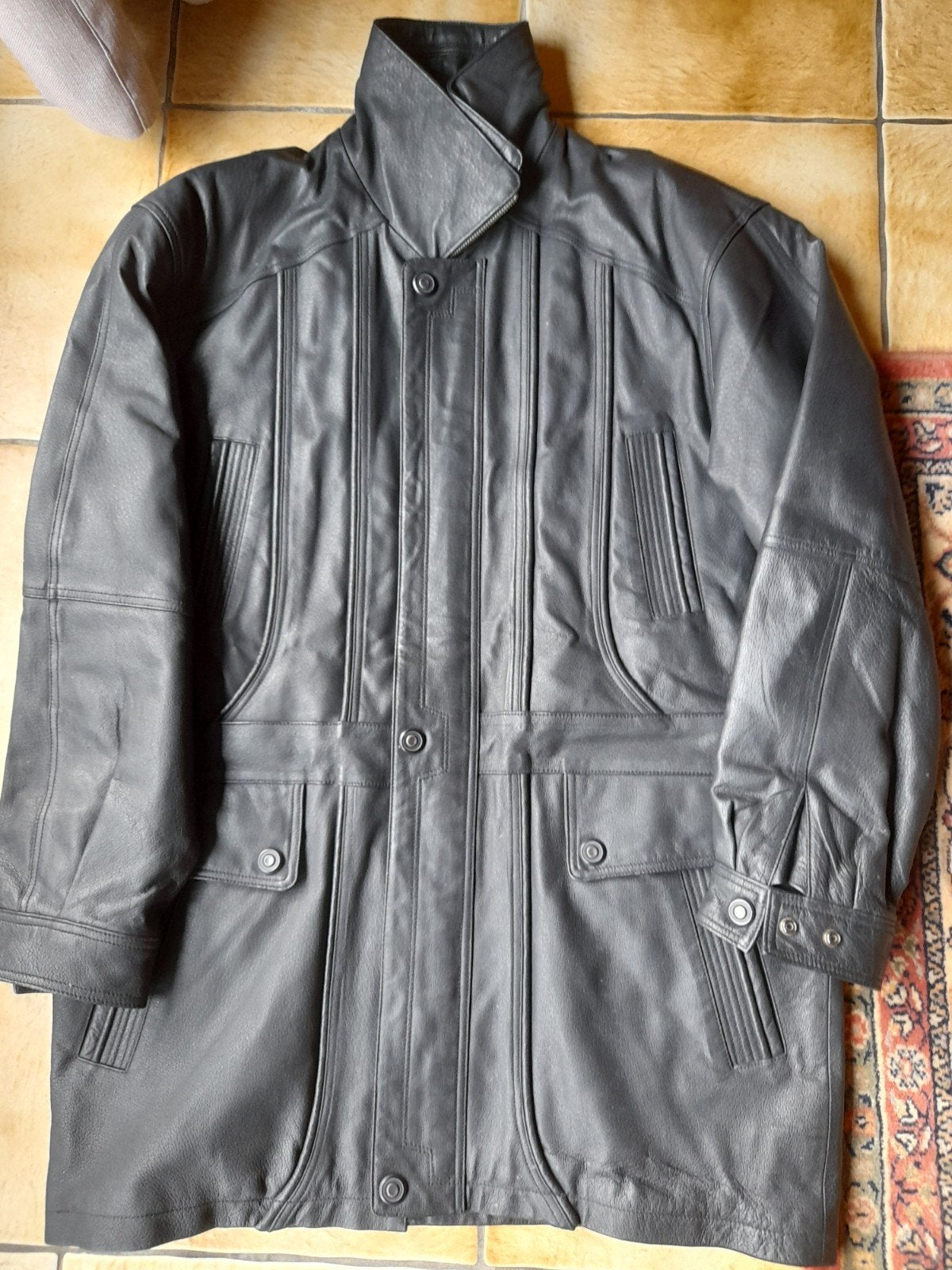 Prachtige jas, mals leder, winterjas, large , heren, Maat 52/54 (L), Zo goed als nieuw, Grijs, C&A