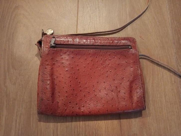 Sac en cuir d'autruche - authentique, Struisvogel, Brun, Utilisé, Struisvogel