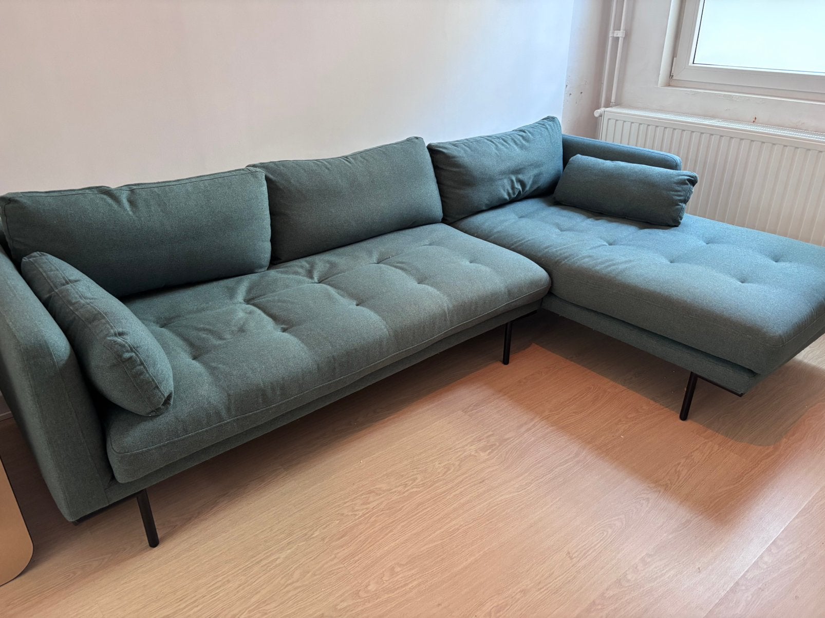 Hoekzetel groen-grijs — chaise longue, Ophalen, Zo goed als nieuw, Stof