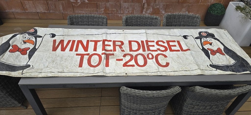 Origineel Texaco Reclame Spandoek – J. Walter Thompson (BXL), Enlèvement, Utilisé