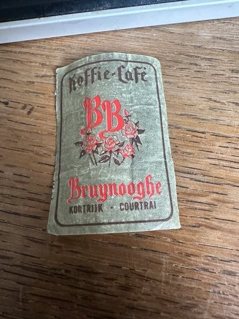 luciferdoos etiket label koffie Bruynooghe Kortrijk, Ophalen of Verzenden, Info@briunooge.ko, Luciferdoosjes of -merken, Bruynooghe