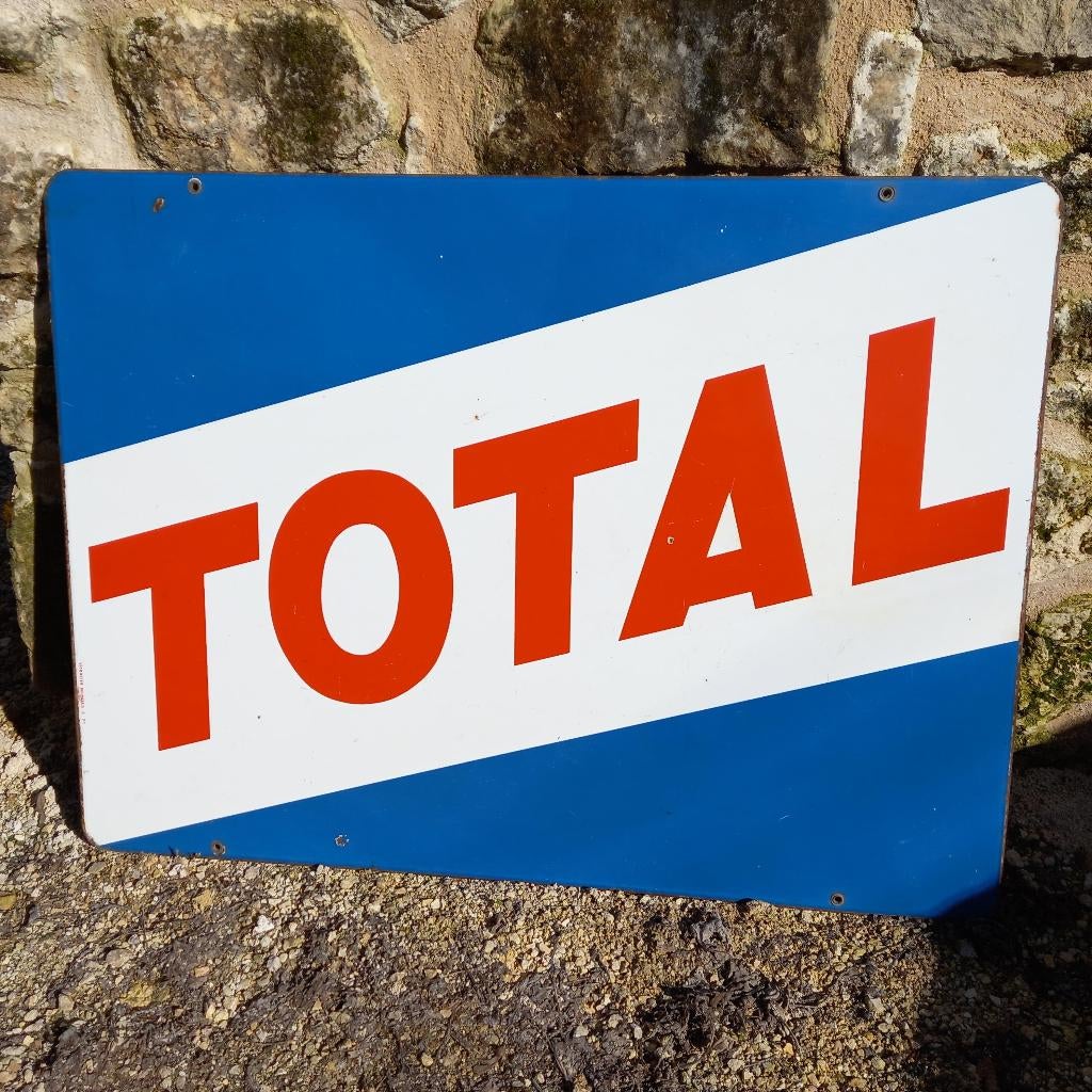 groot emaille reclamebord TOTAL 1971, Verzamelen, Ophalen, Zo goed als nieuw, Reclamebord
