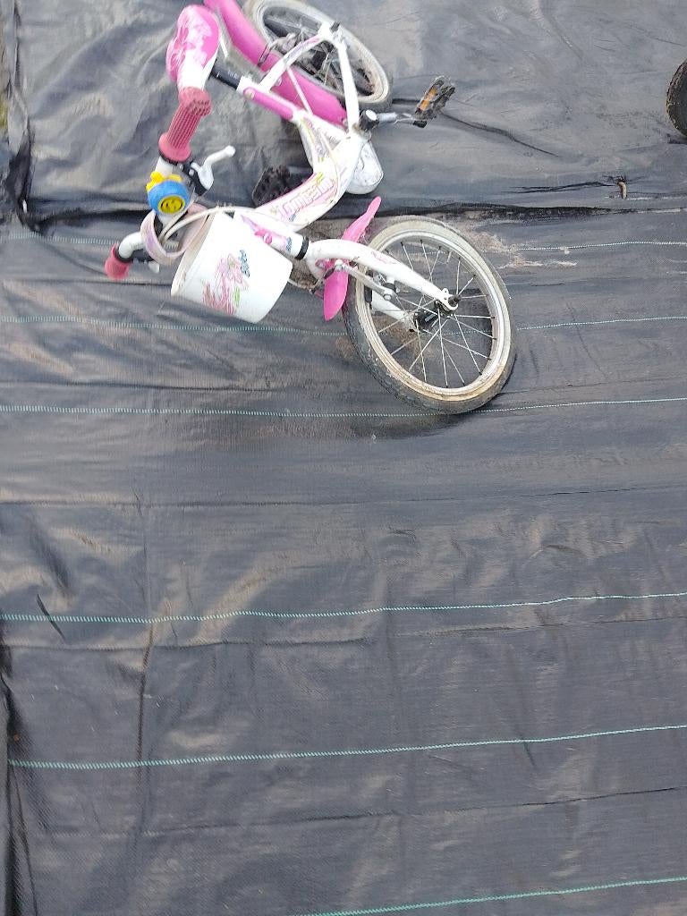 Roos witte kinderfiets, Enlèvement, Utilisé, Frein sur jante, 16 pouces