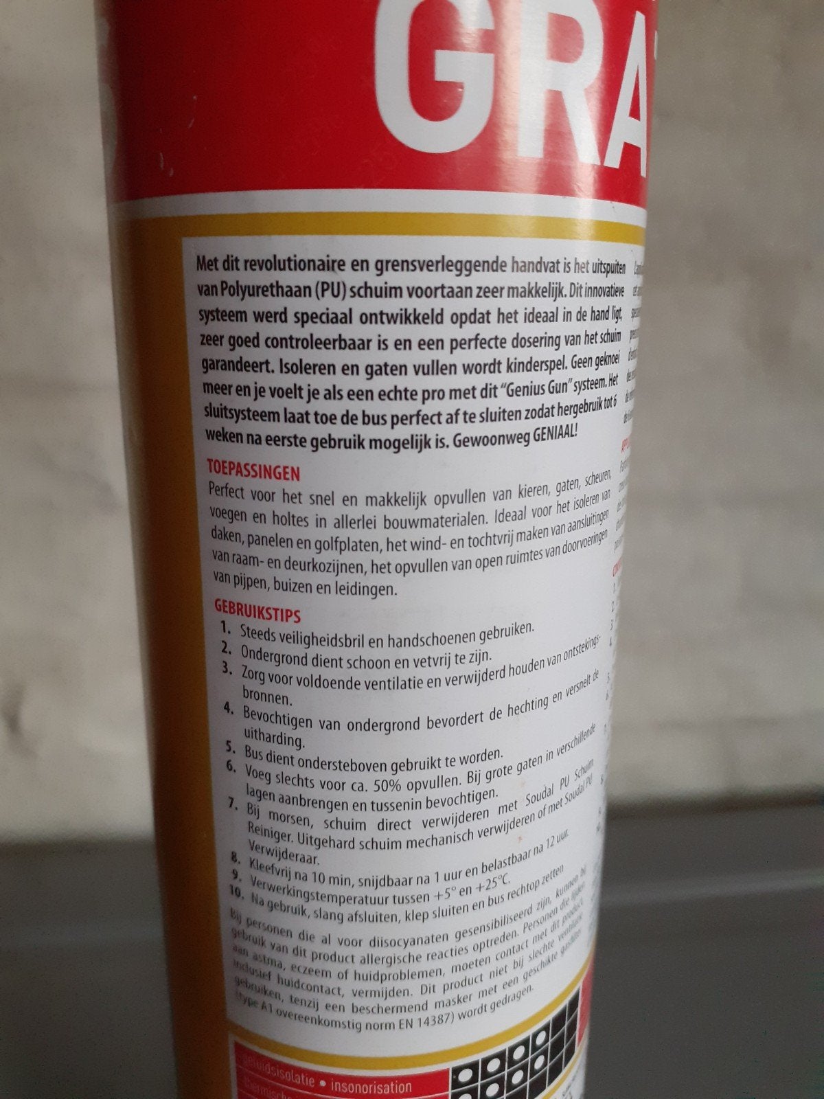 Enduit en mousse Soudal, Bricolage & Construction, Enlèvement