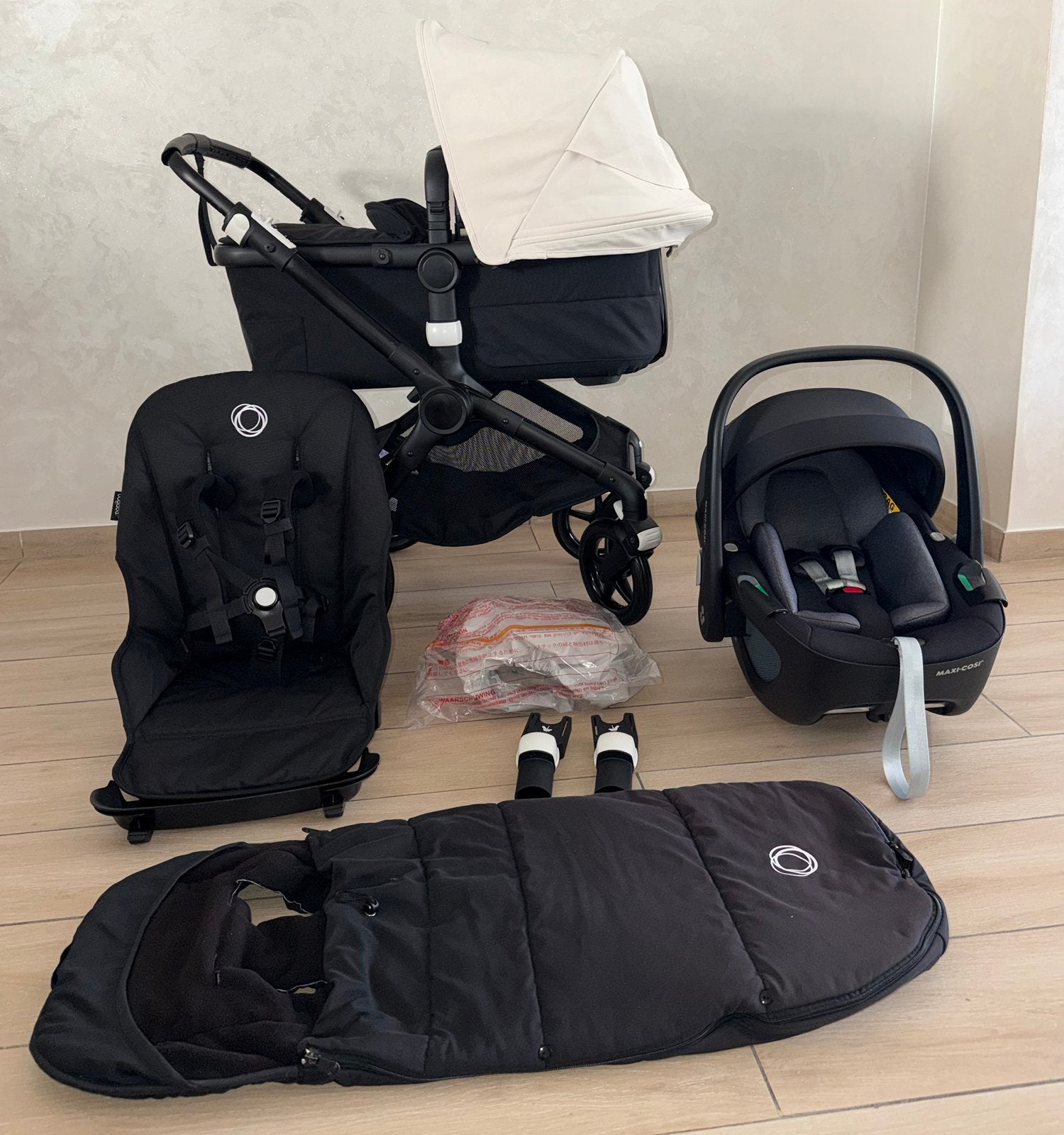 Bugaboo fox 3 Black Fresh White 3-in-1 complète, Enlèvement ou Envoi, Babygeluk, Comme neuf, W