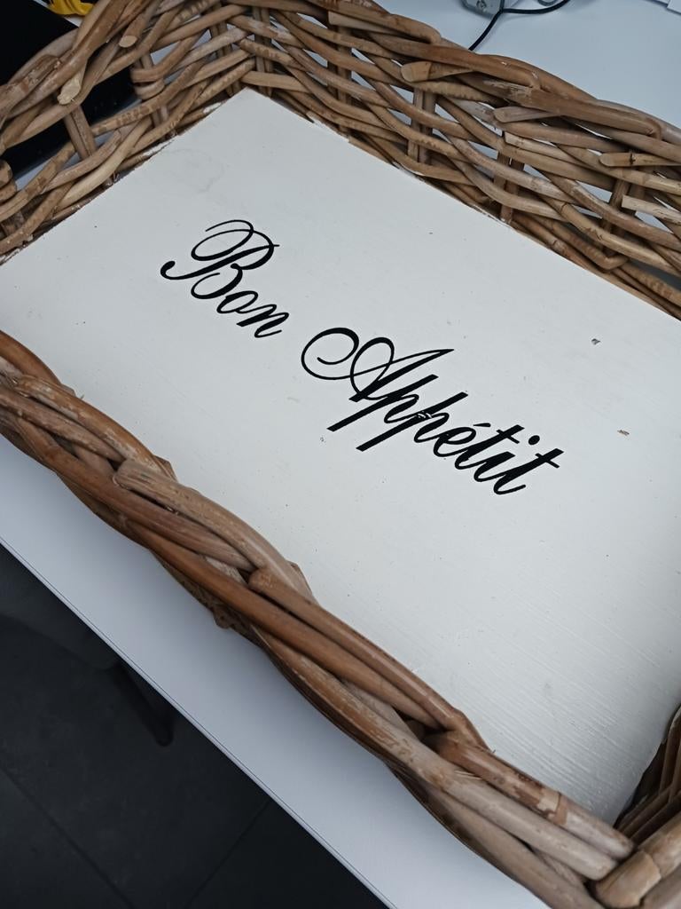 Rieten dienblad te koop., Ophalen, Gebruikt, Rechthoekig