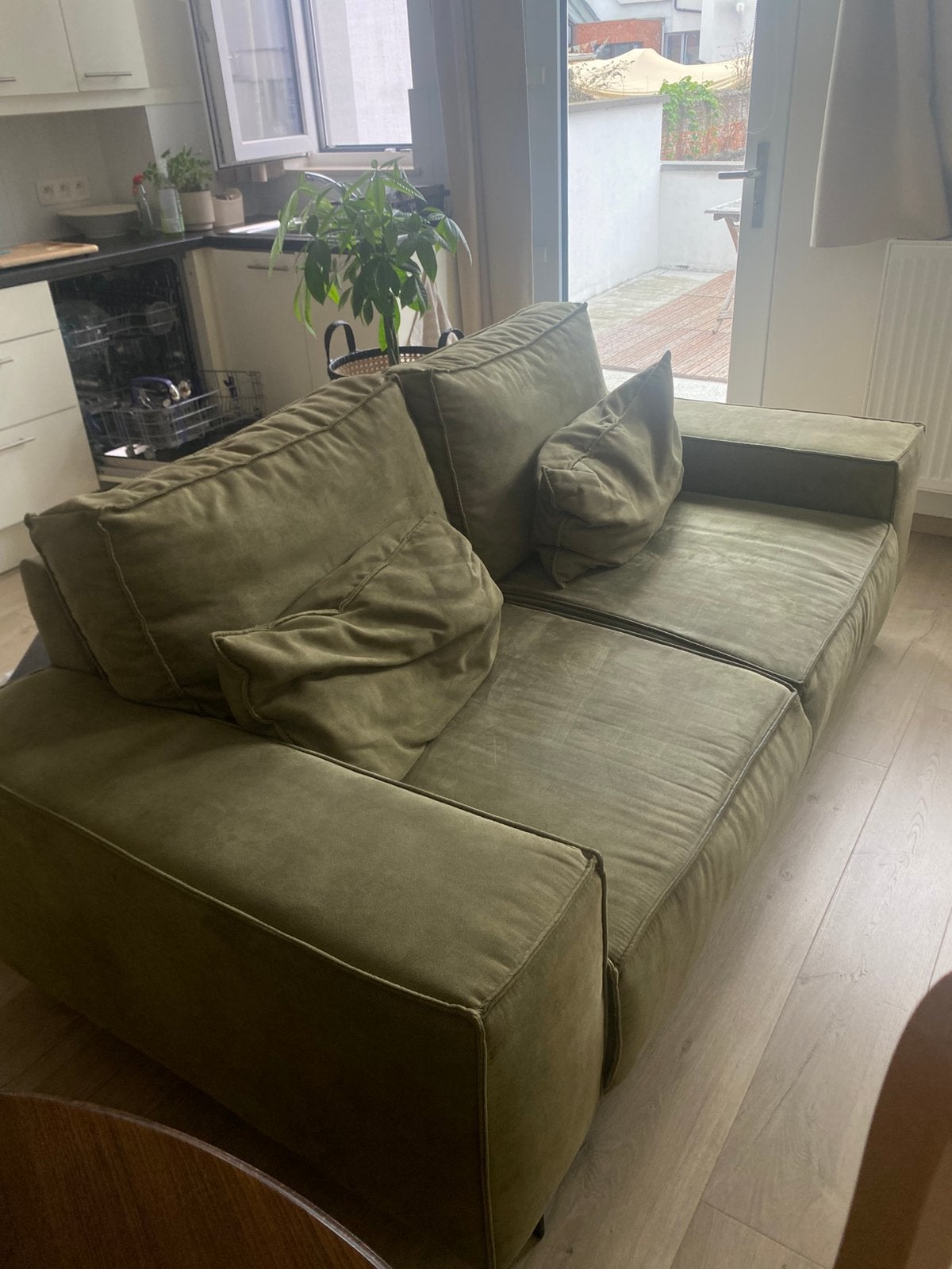 Zetel (tweezits) te koop wegens verhuis, 75 à 100 cm, 150 à 200 cm, Synthétique, Enlèvement