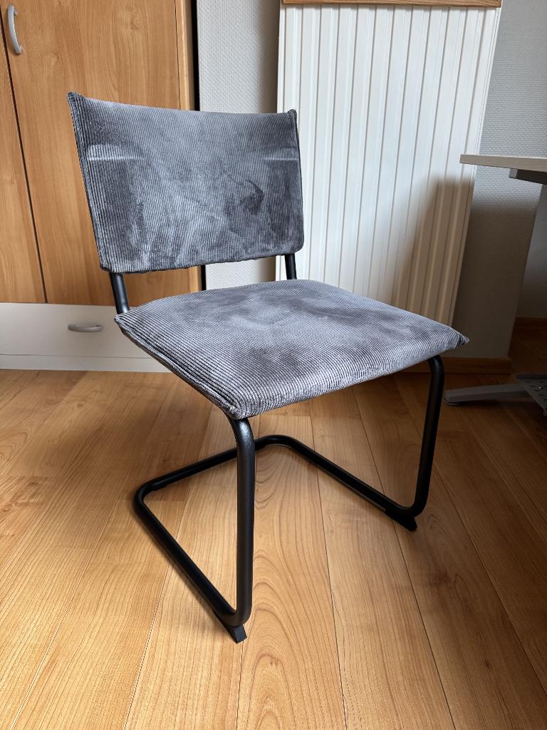 chaise de bureau en velour, Enlèvement, Utilisé, Gris, Chaise de bureau