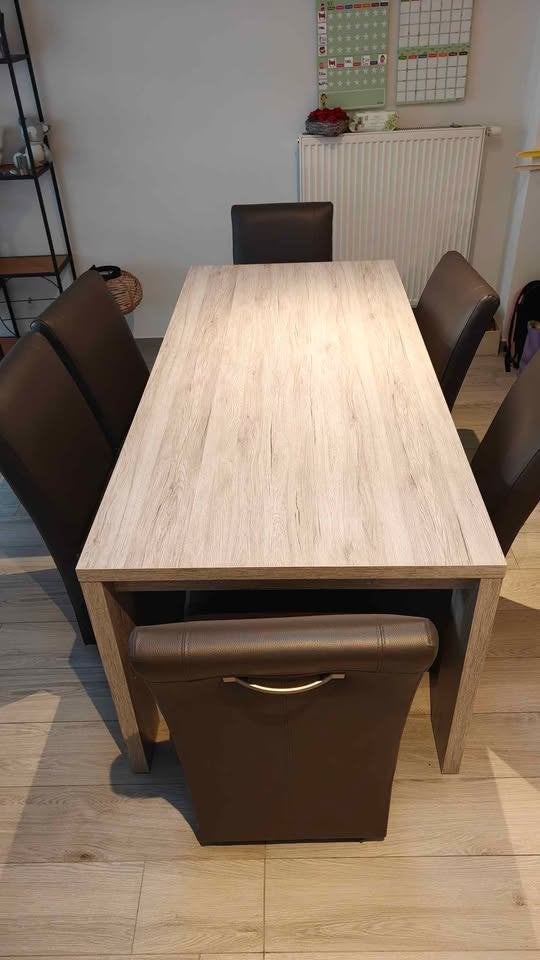 Eettafel met stoelen, 150 à 200 cm, Cinq personnes ou plus, Comme neuf, Enlèvement