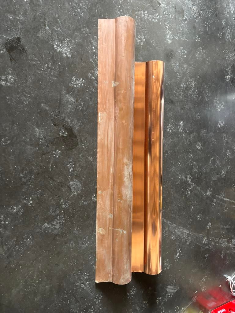 Twee koperen goten 154cm en 175cm, Ophalen, Zo goed als nieuw
