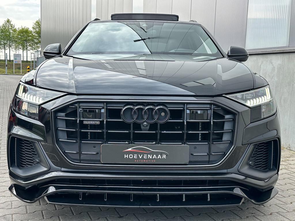 Audi Q8 55 TFSI E 381Pk 22Inch SQ8 dif Rs-int B&O Full Black, Auto's, Audi, Automaat, Adaptive Cruise Control, Gebruikt, Zwart