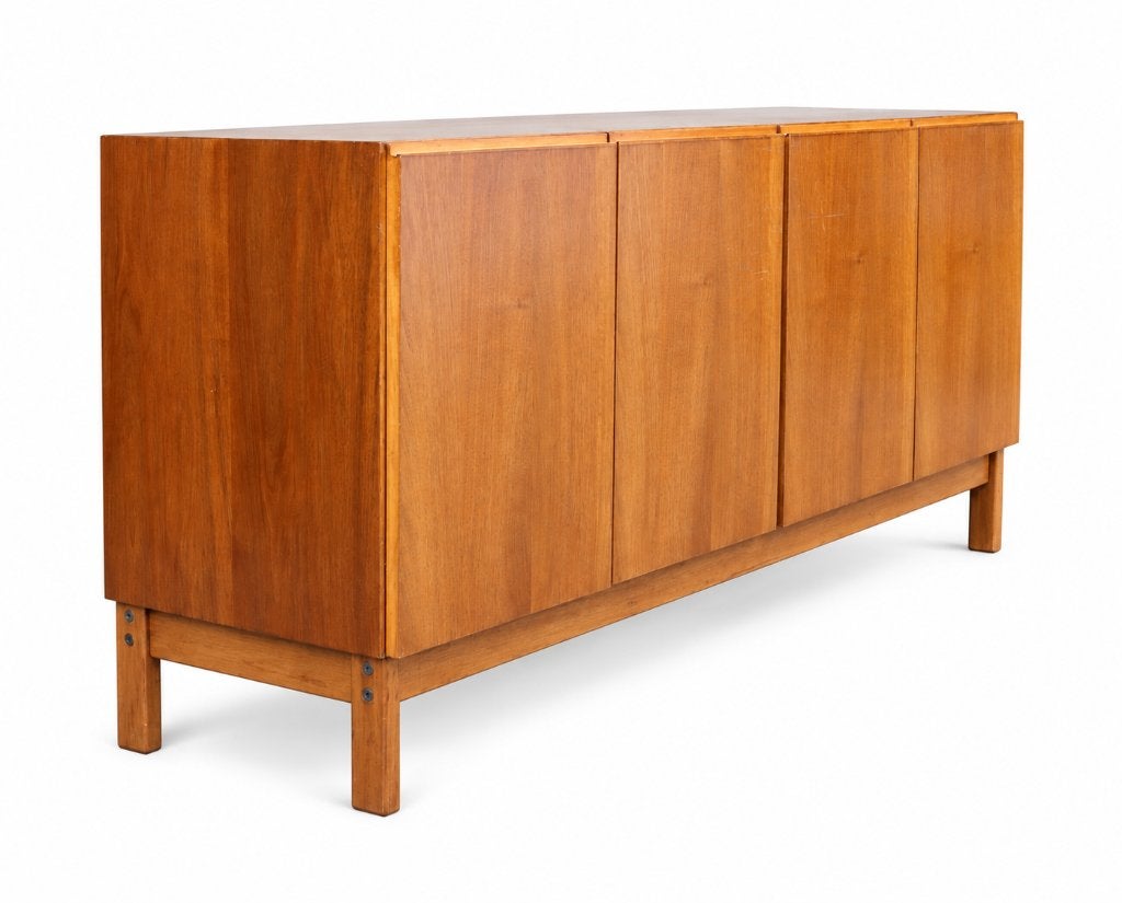 Strakke vintage minimalistische Burnwood sideboard jaren 70, Huis en Inrichting, Ophalen, Gebruikt, Met deur(en)