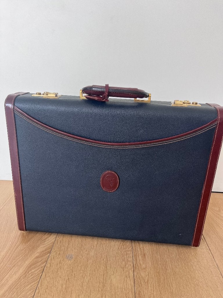 Cartable Vintage Trussardi – Neuf d'époque (jamais utilisée), Handtassen en Accessoires, Ophalen, Gebruikt, Blauw, Aktetas of Boekentas