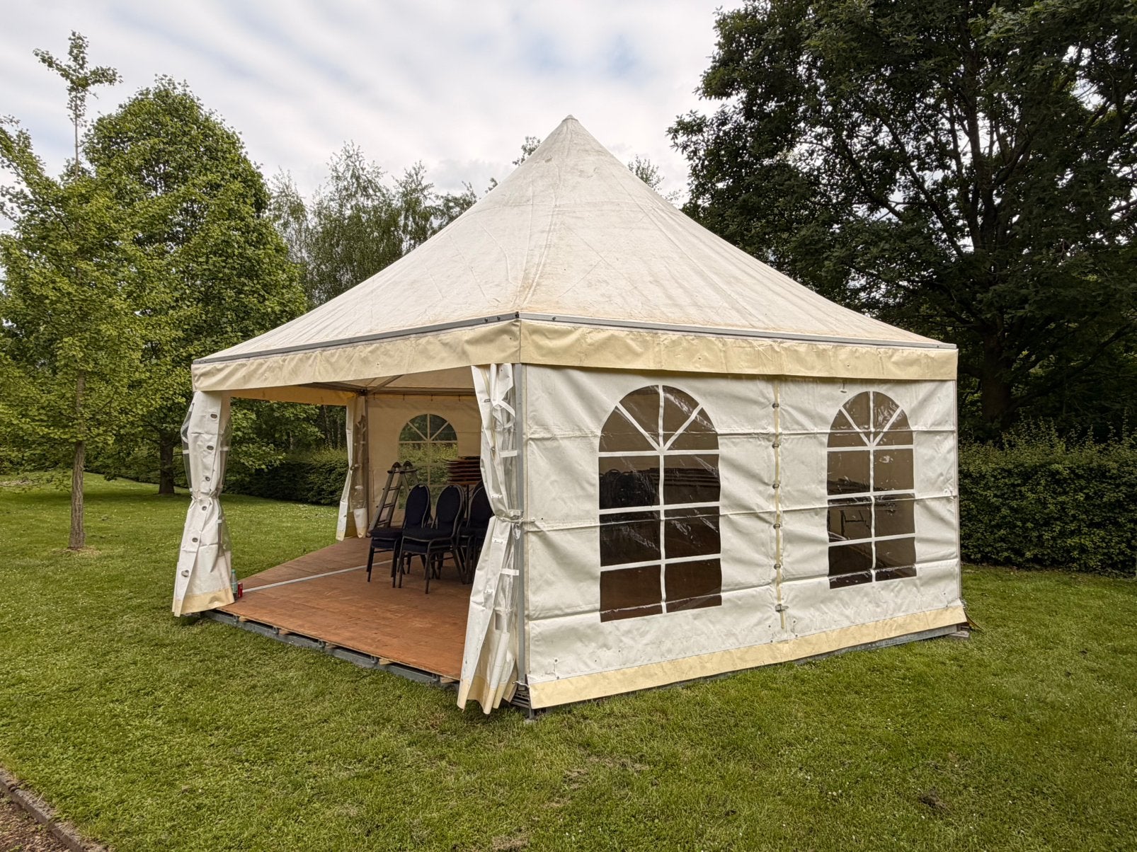 Zeshoek Pagodetent Professioneel incl vloer, Tuin en Terras, Partytenten, Ophalen, Zo goed als nieuw, Pagodetent
