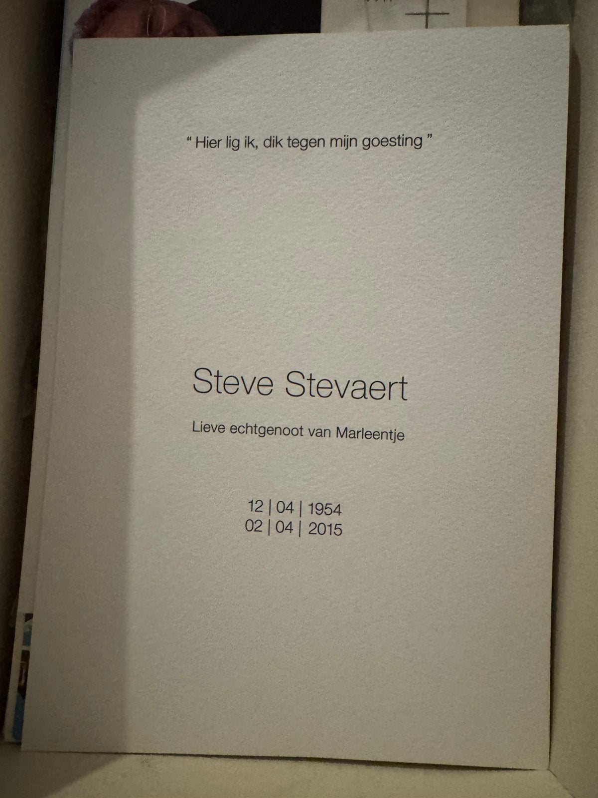 Doodsprentje politicus Steve Stevaert Hasselt Vooruit, Ophalen of Verzenden, Zo goed als nieuw