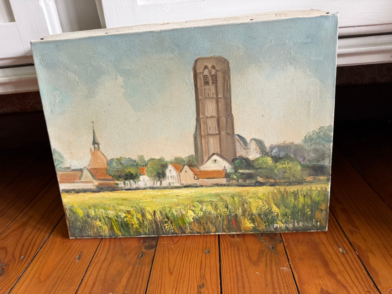 Schilderij - Lissewege (40x30 cm) - olie op doek, Ophalen, Doek
