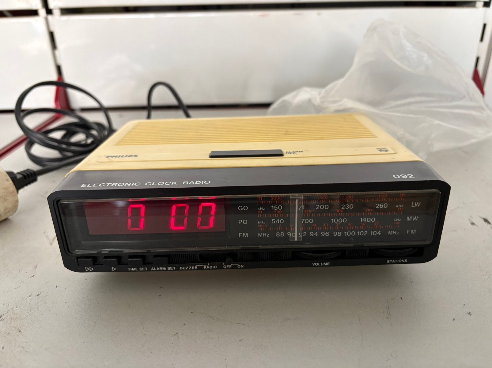 Radio-réveil vintage Philips (1979) - M 90AS092  Rétro/Pop, Electroménager, Enlèvement ou Envoi, Utilisé, Digital