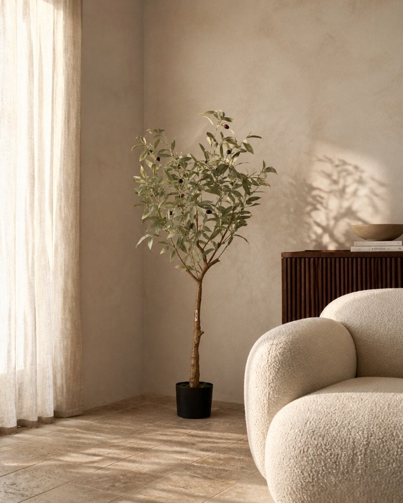 Olivier Amalfi 125 cm – Arbre Artificiel Réaliste, Binnen, Groen, Met pot of vaas, Kunstplant