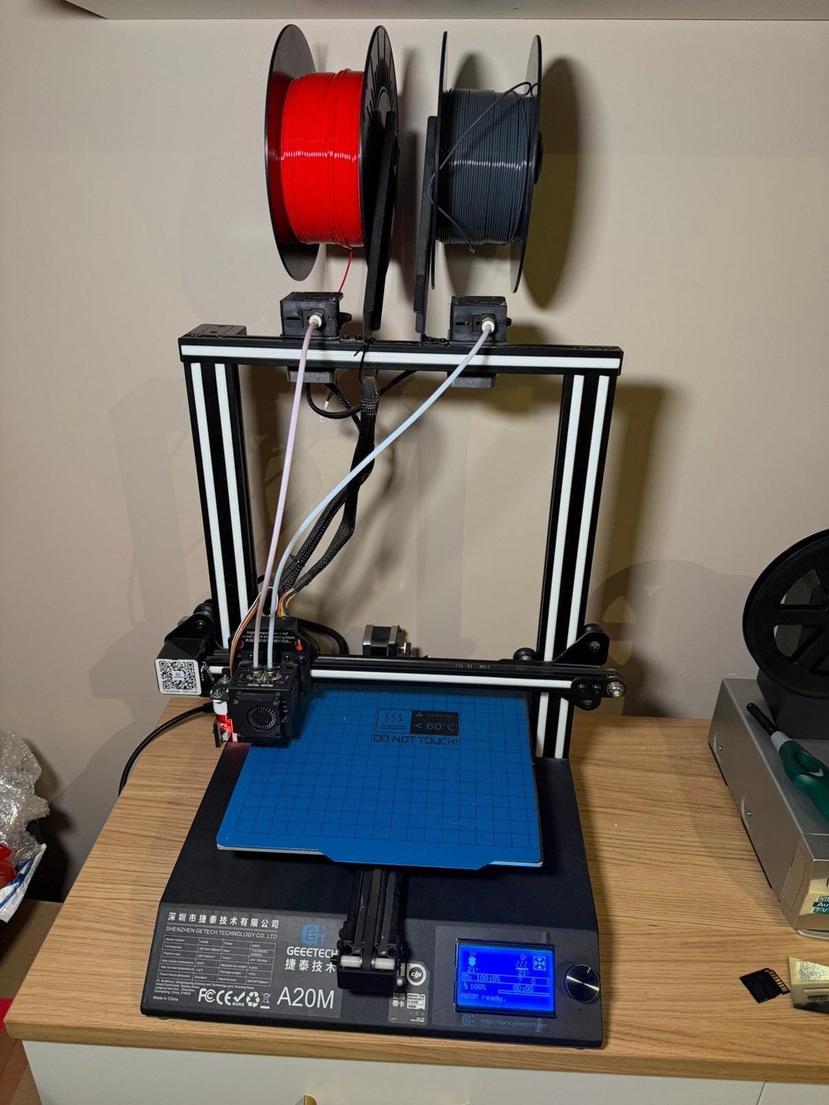 Imprimante 3D Geeetech A20M – Dual + Auto Leveling - Prête, Ophalen, Gebruikt, Filament