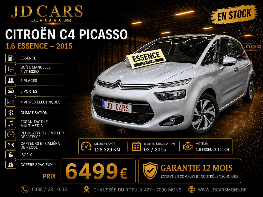 CITROËN C4 PICASSO 1.6 ESSENCE 120 ‼️GARANTIE 1 AN CTOK‼️, Autos, Achat, Entreprise, Garantie prolongée, Boîte manuelle