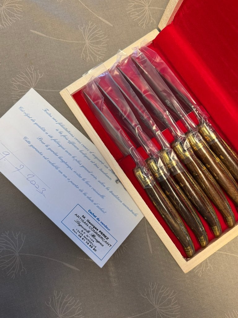 Set van 6 bougna Laguiole tafelmessen, Huis en Inrichting, Bestekset, Ophalen of Verzenden, Messenset, Hout