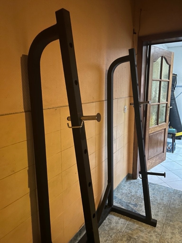 Squat Rek en Halterstang, Sport en Fitness, Fitnessmaterialen, Ophalen, Gebruikt, Benen, Halterstangen